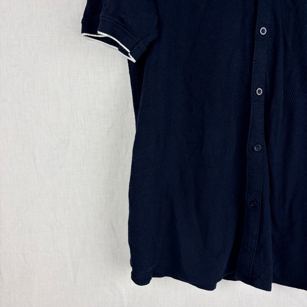 Kenneth Cole New York Mens Navy Blue XL Polo Shirt Textured Short Sleeve - Picture 6 of 15